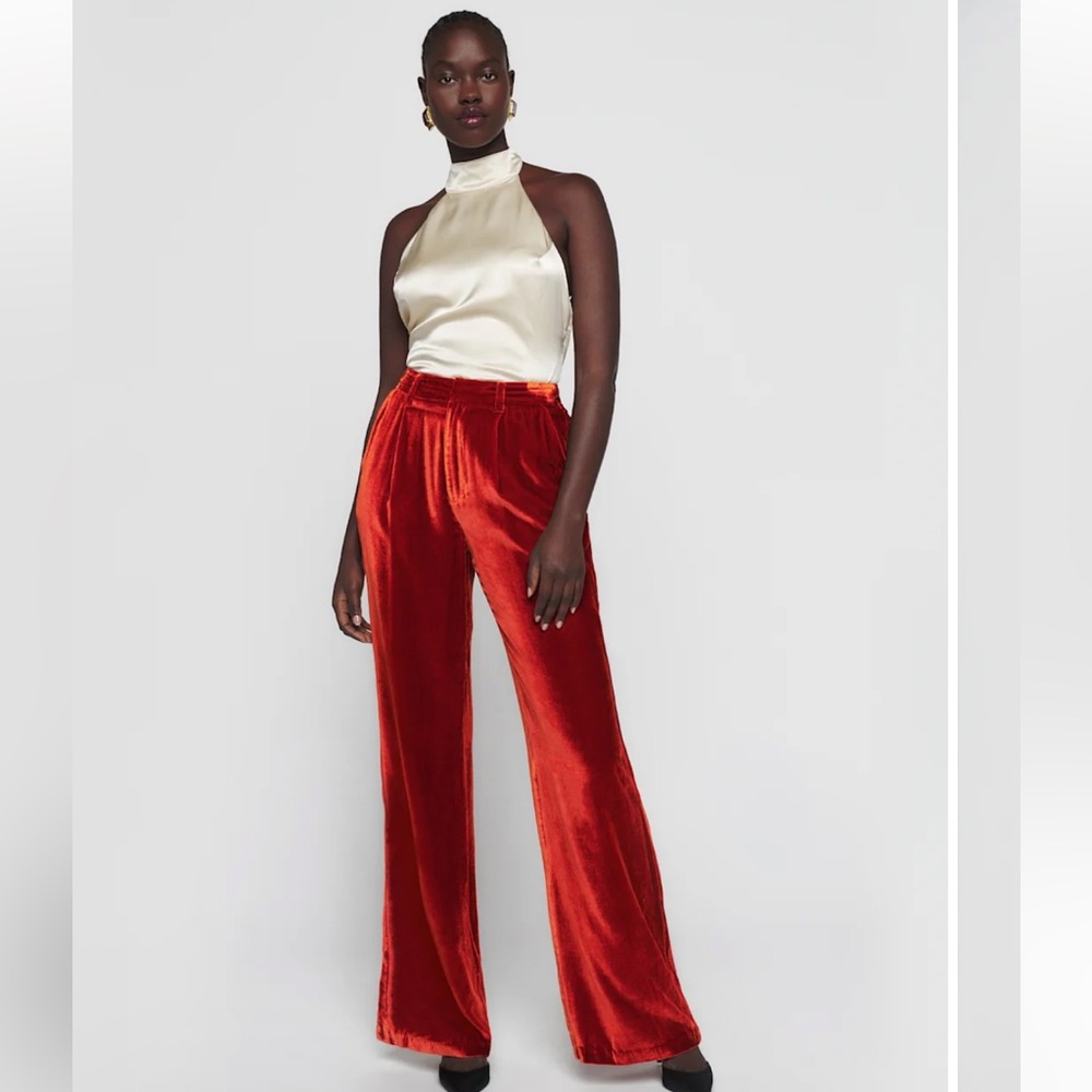 Reformation Wes Velvet Pant Blood Orange - Size 6 NWOT
